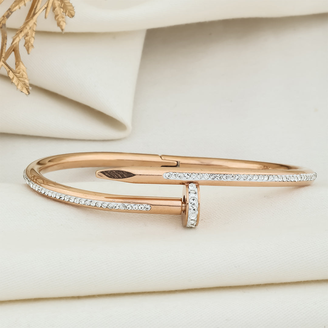 Adjustable white stone glittery screw style kada