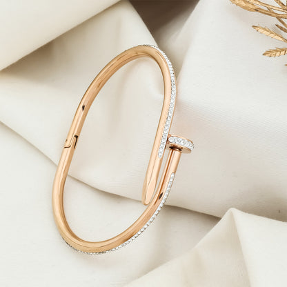 Adjustable white stone glittery screw style kada