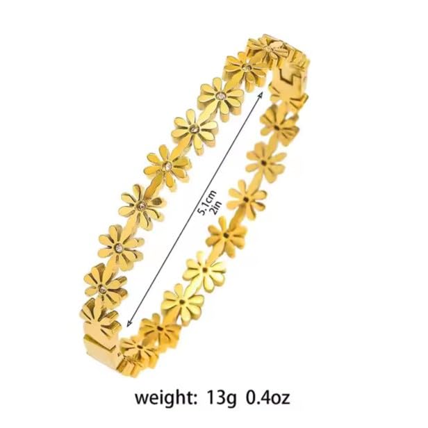 Minimal flower Bangle 18k Gold Plated