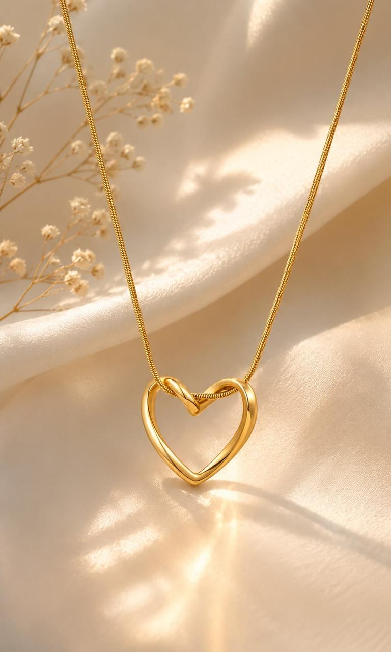 18k Gold plated Heart Pendant chain Anti-Tarnish (6-Months Warranty)