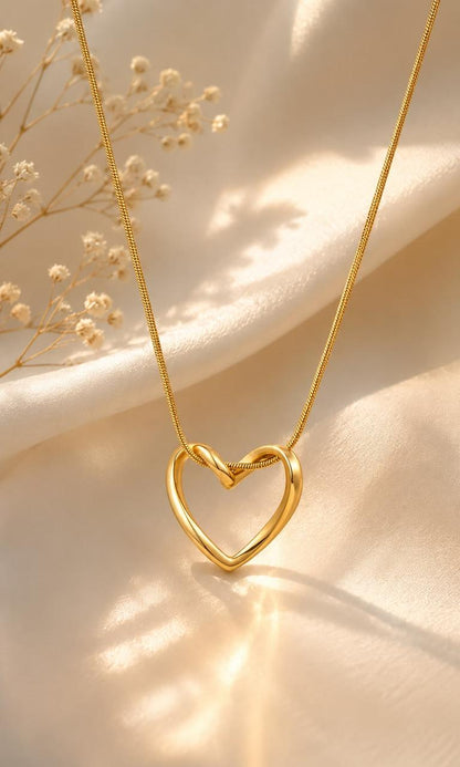 18k Gold plated Heart Pendant chain Anti-Tarnish (6-Months Warranty)