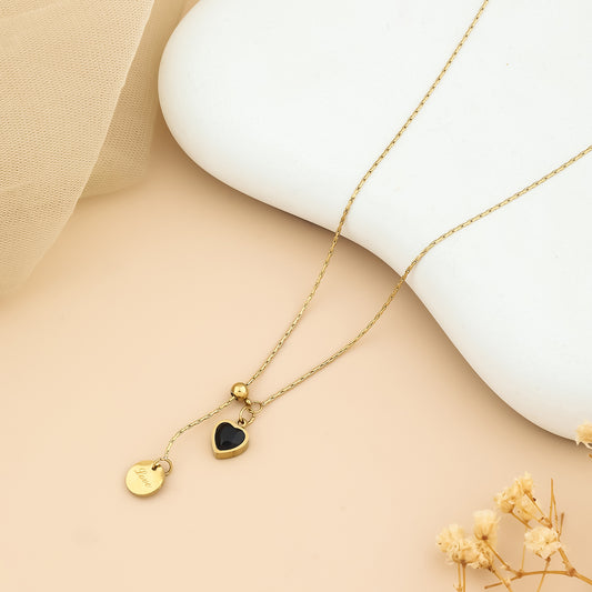 Cute Love black stone adjustable neck chain
