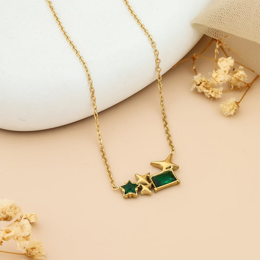 Green Star Locket Chain