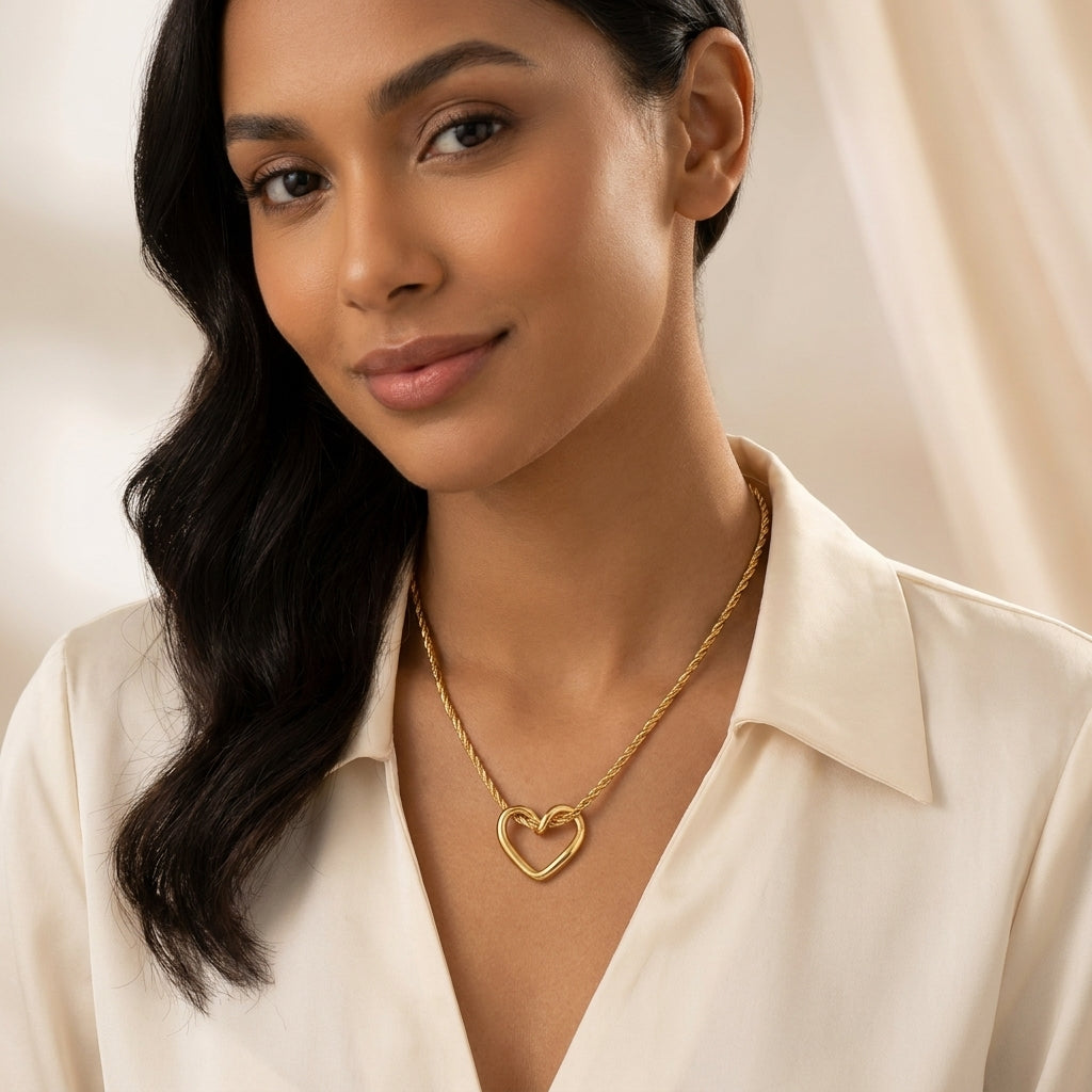 18k Gold plated Heart Pendant chain Anti-Tarnish (6-Months Warranty)