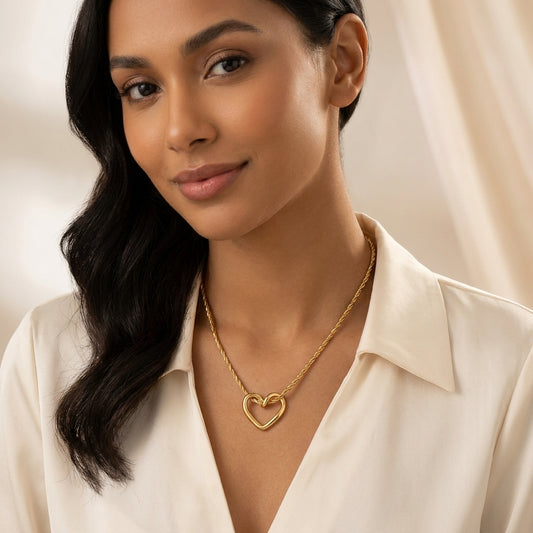18k Gold plated Heart Pendant chain Anti-Tarnish (6-Months Warranty)
